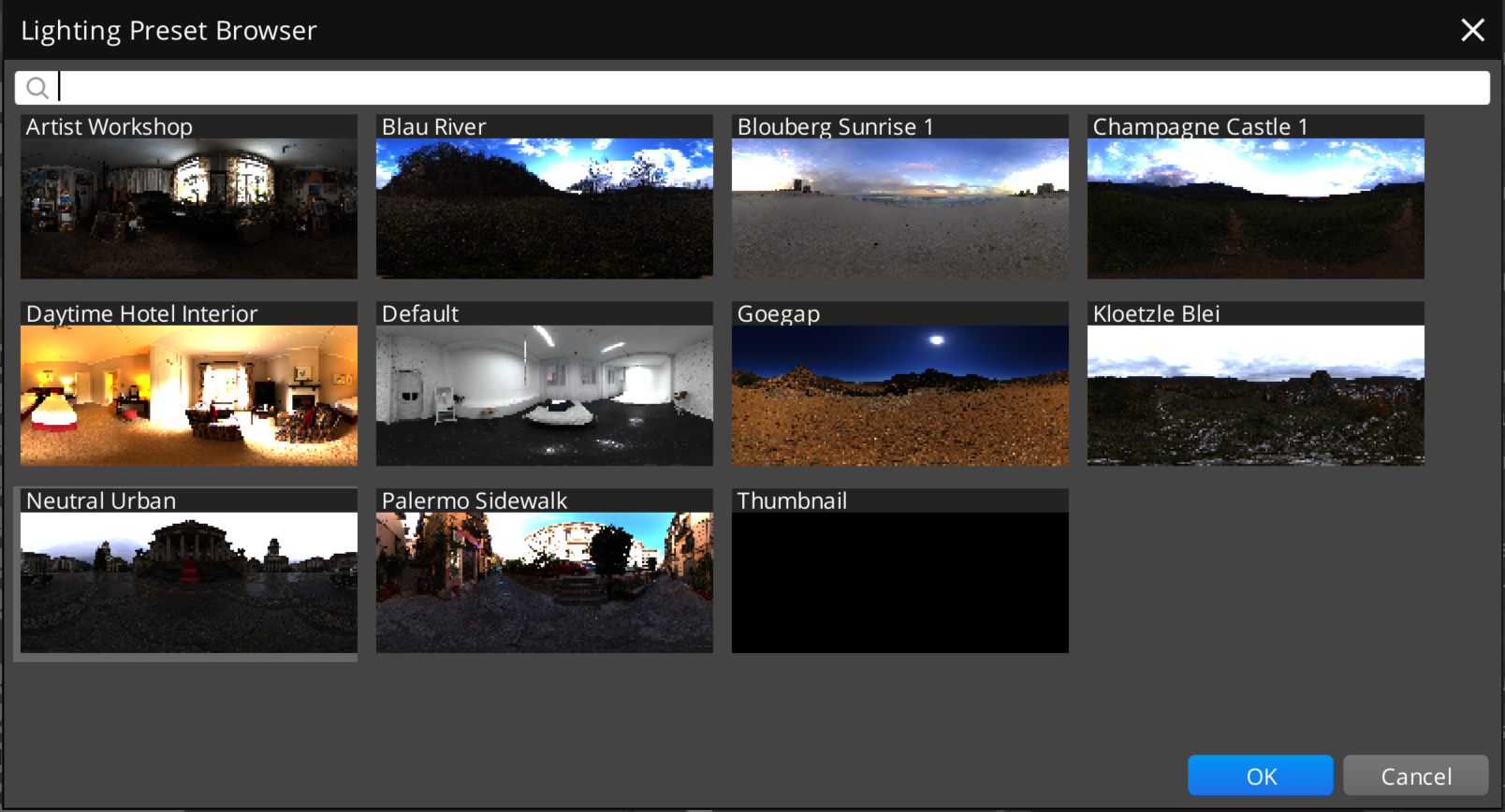 Lighting Preset Browser