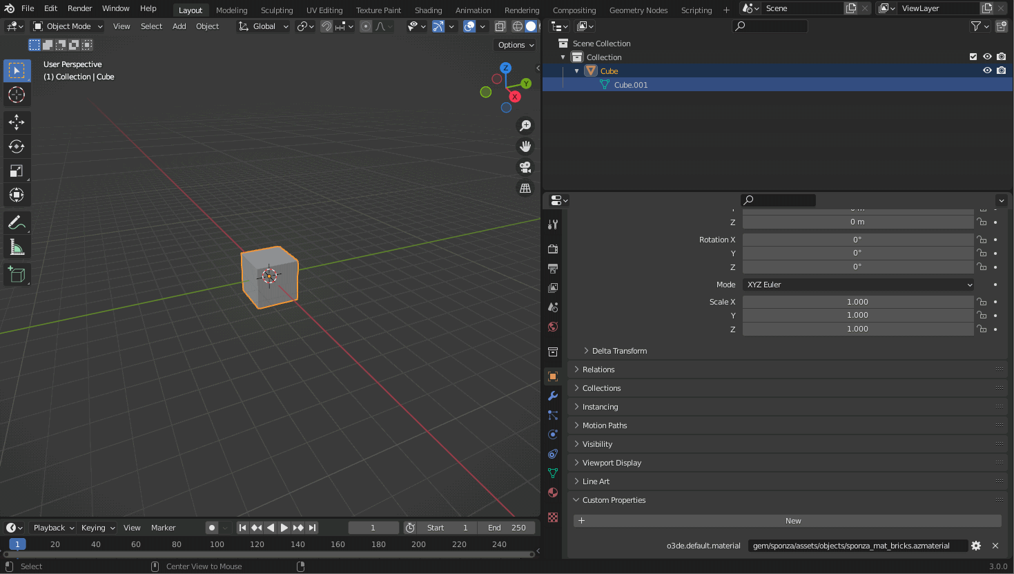 Blender with UDP metadata for material