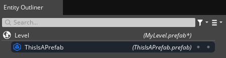 A new prefab instance in Entity Outliner.