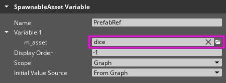 Setting up a SpawnableScriptAssetRef variable.