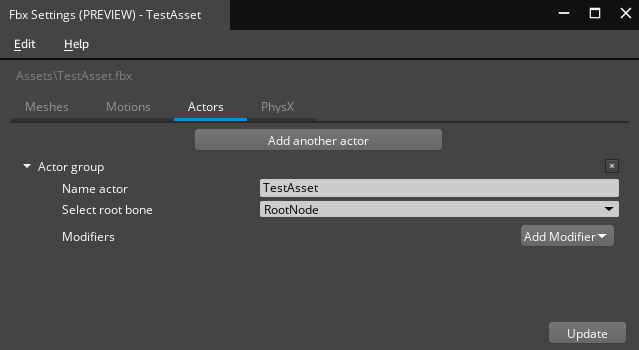 The Scene Settings Actors tab.