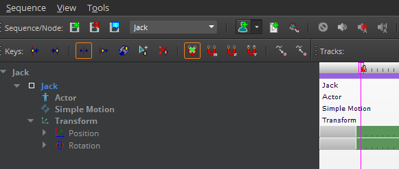 Entity and components added to the track view sequence.