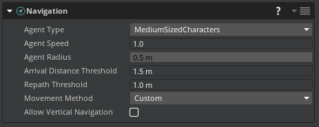 Navigation component properties
