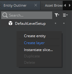 Right-click in the Entity Outliner and choose Create layer.