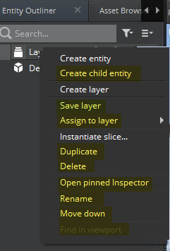 Right-click in the Entity Outliner and choose Create layer.