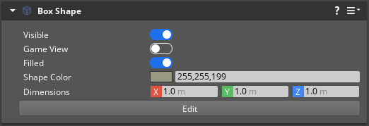 Box Shape component properties