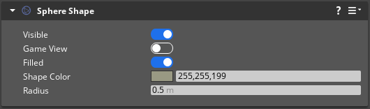 Sphere Shape component properties