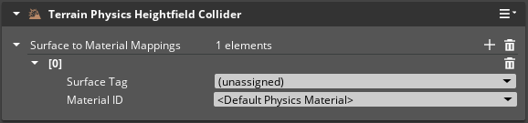 Terrain Physics Heightfield Collider component properties