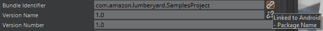 The Bundle Identifier property is linked to the Android Package Name.