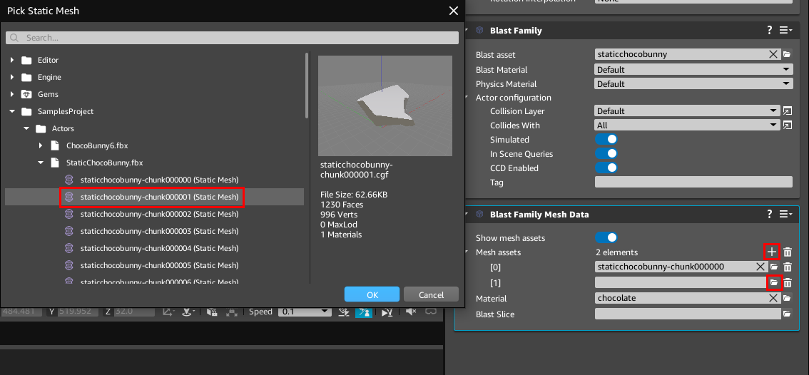 Add mesh assets manually to the Blast Family Mesh Data component.
