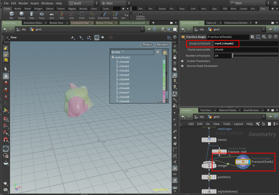 Fracture layer in Houdini.