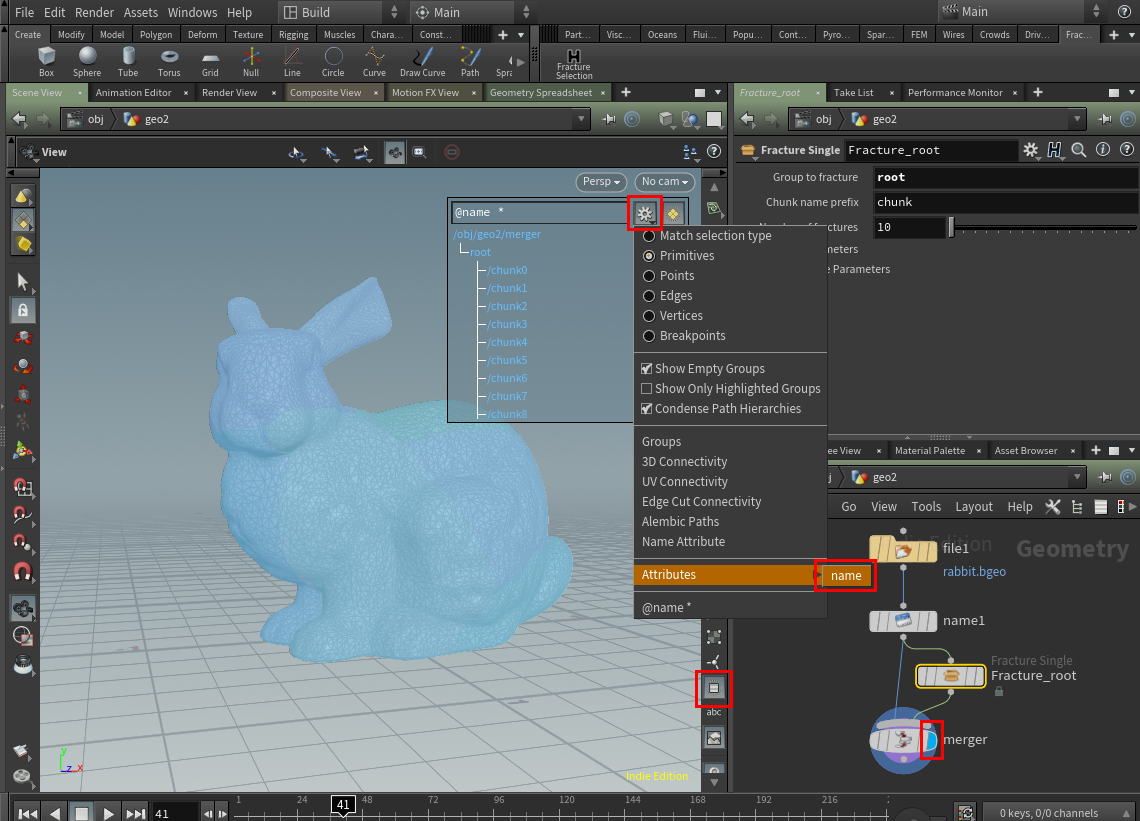 Fracture Selection in Houdini.