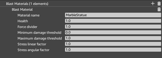 Blast material properties.