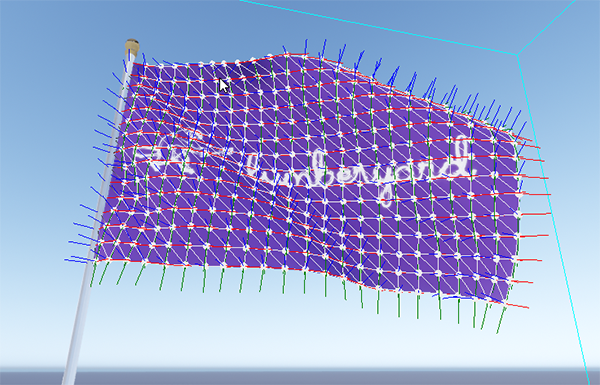 Debug visualization of the NVIDIA Cloth component