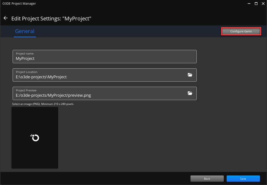 Select the &lsquo;Configure Gems&rsquo; button to open the Configure Gems screen.