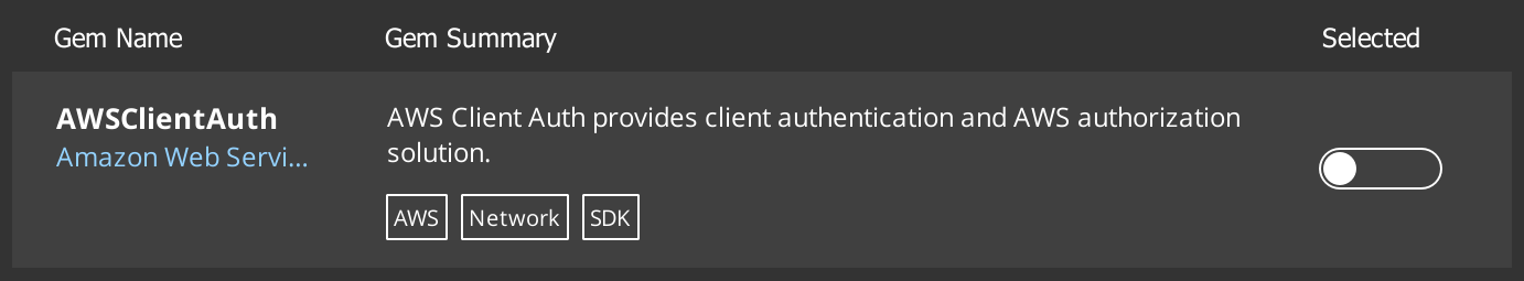 Gems to enable or disable during configuration.